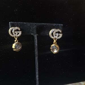 GG Drop Earrings - gray Crystal Dangle
